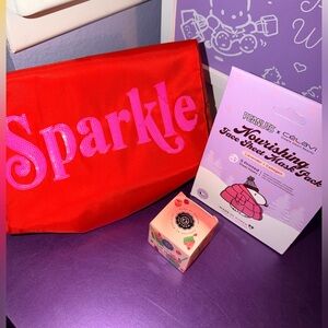 💋Red Sparkle Pouch with Skincare Bundle Set